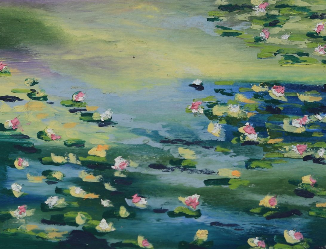 Lily pond painting by Lucy Parker